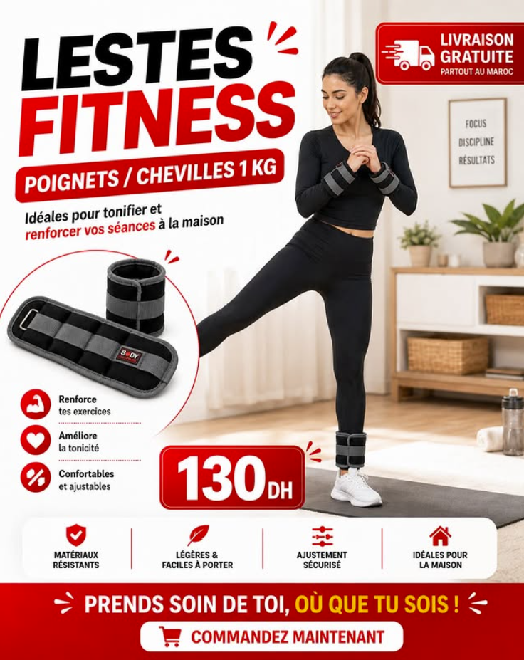 Lestes Fitness Ajustables pour Poignets et Chevilles – 1 kg image 2