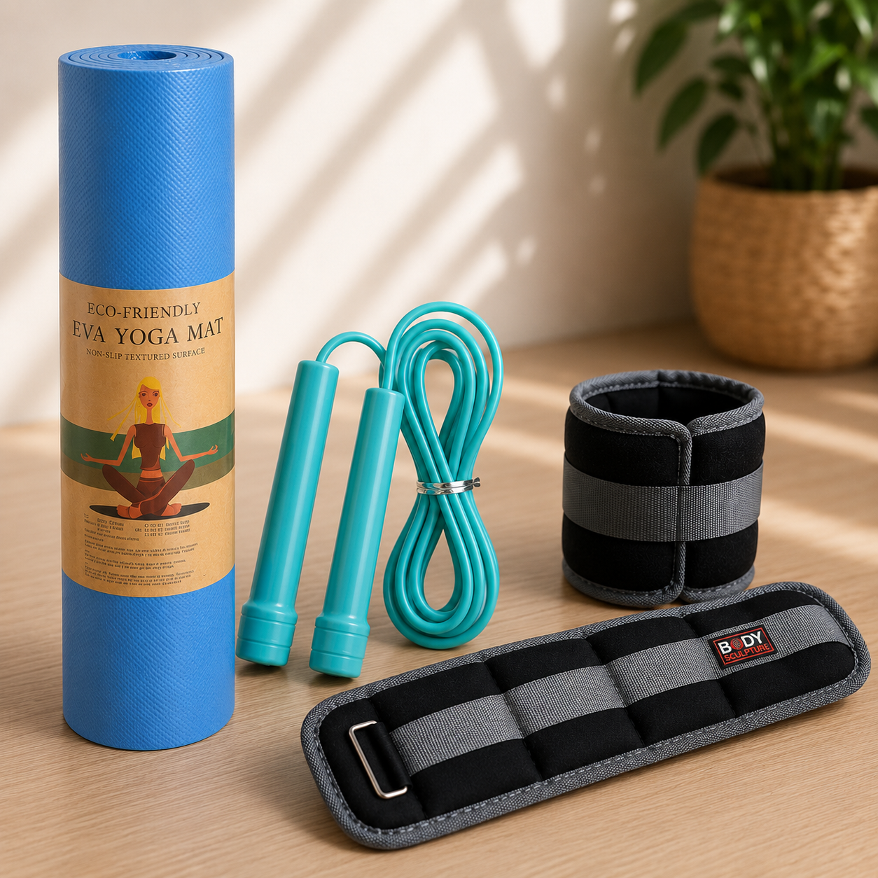 Pack Sport à Domicile - Tapis Fitness + Corde + Lests image 4
