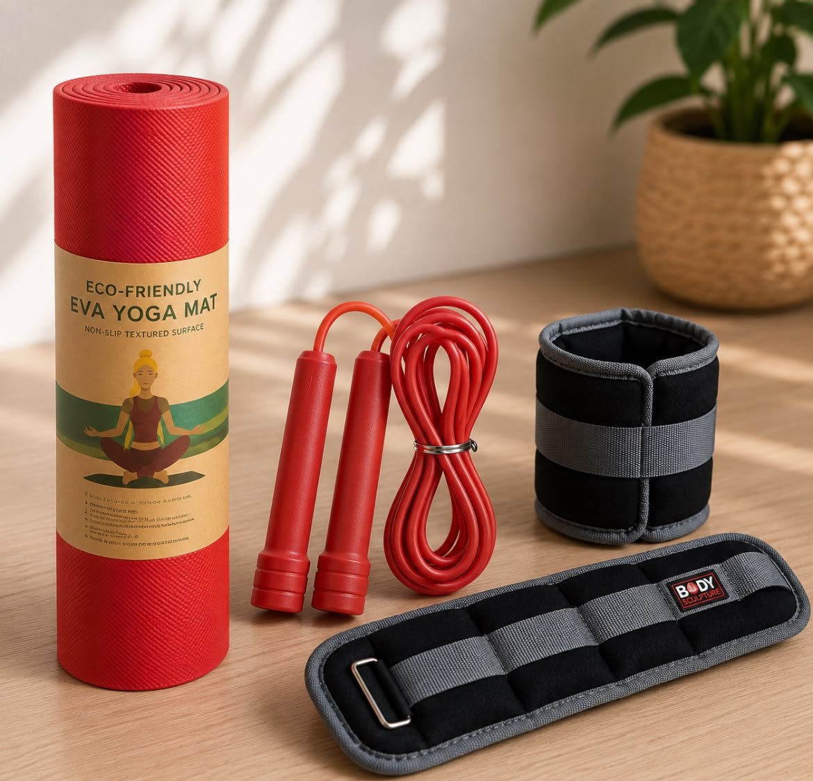 Pack Sport à Domicile - Tapis Fitness + Corde + Lests image 2